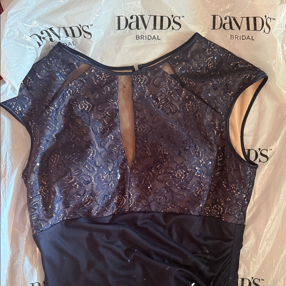 Betsy & Adam Navy Sequin Maxi Dress - Picture 4 of 11